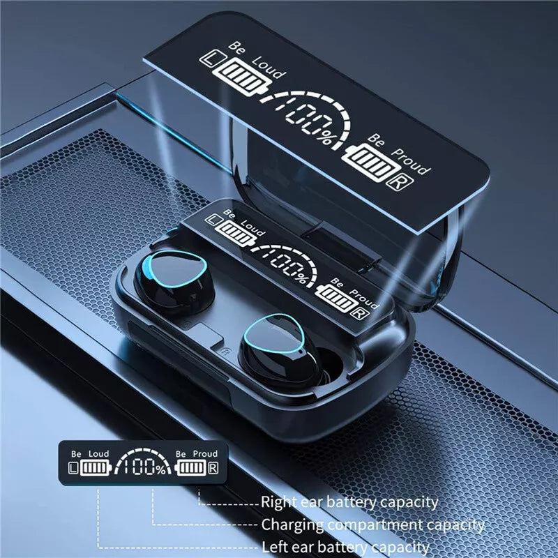 Hi-Fi Bluetooth Earphones With Digital Display Case