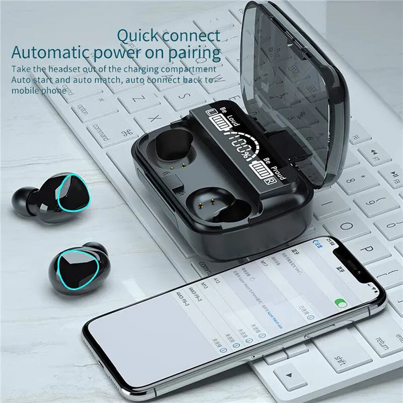 Hi-Fi Bluetooth Earphones With Digital Display Case