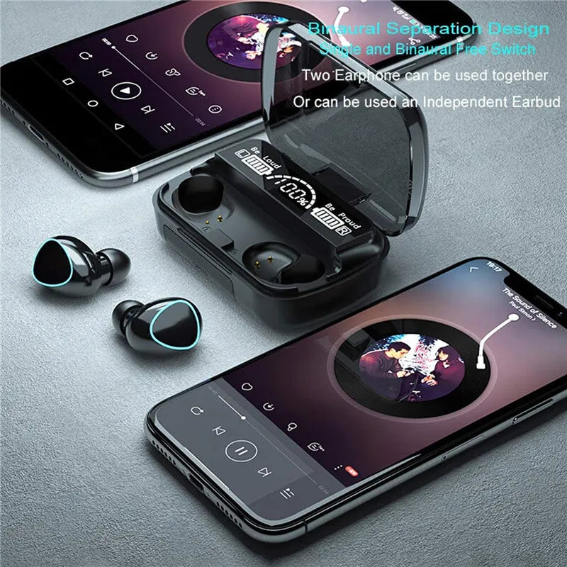 Hi-Fi Bluetooth Earphones With Digital Display Case