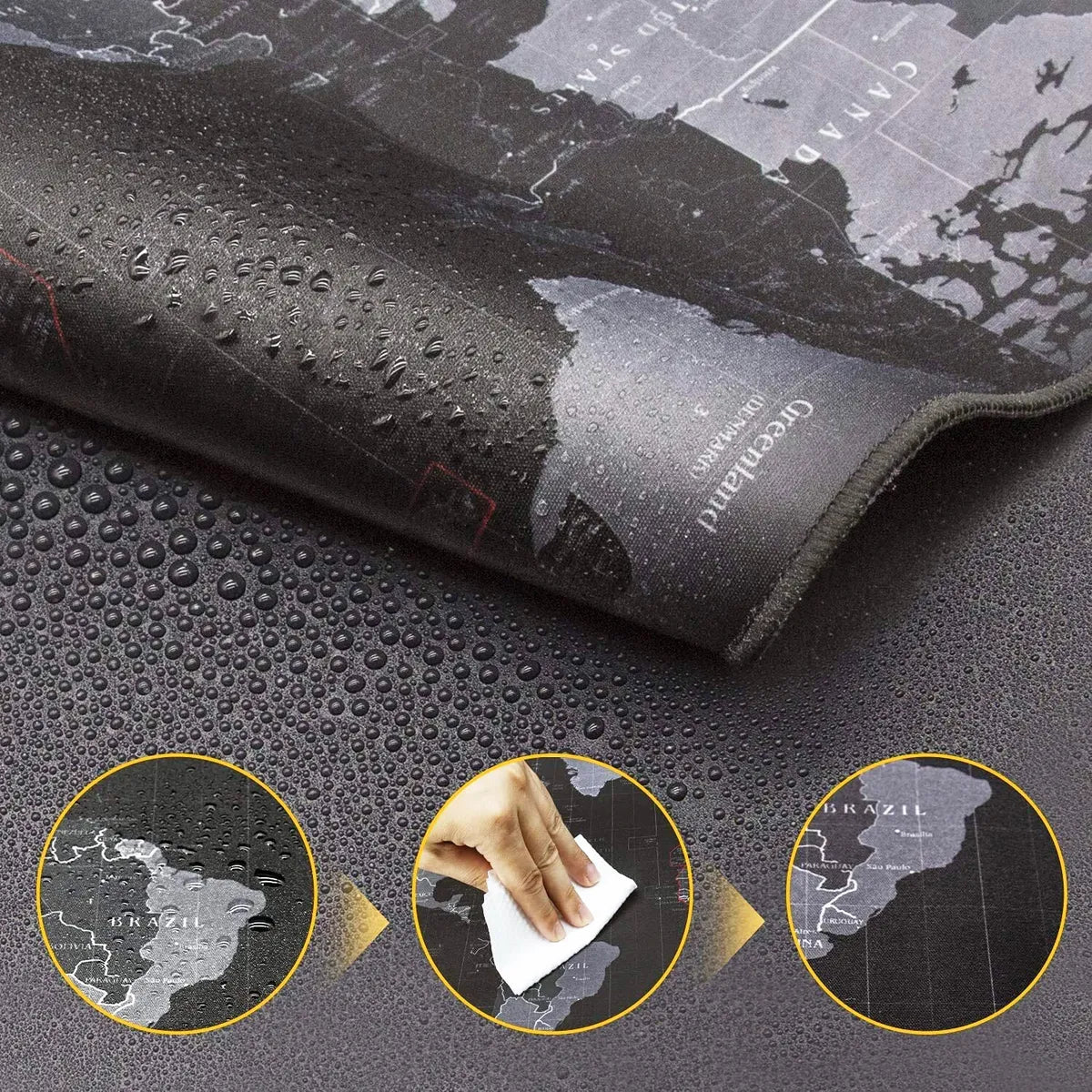 80x40cm XXL Anti-Slip Dark World Map Mouse Mat Pad