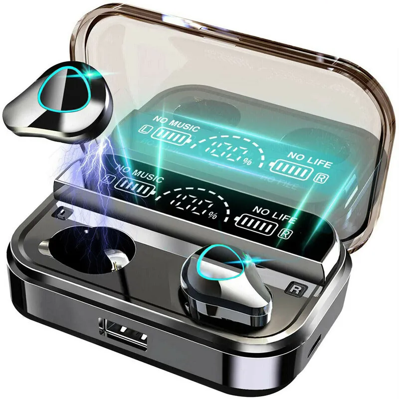 Hi-Fi Bluetooth Earphones With Digital Display Case