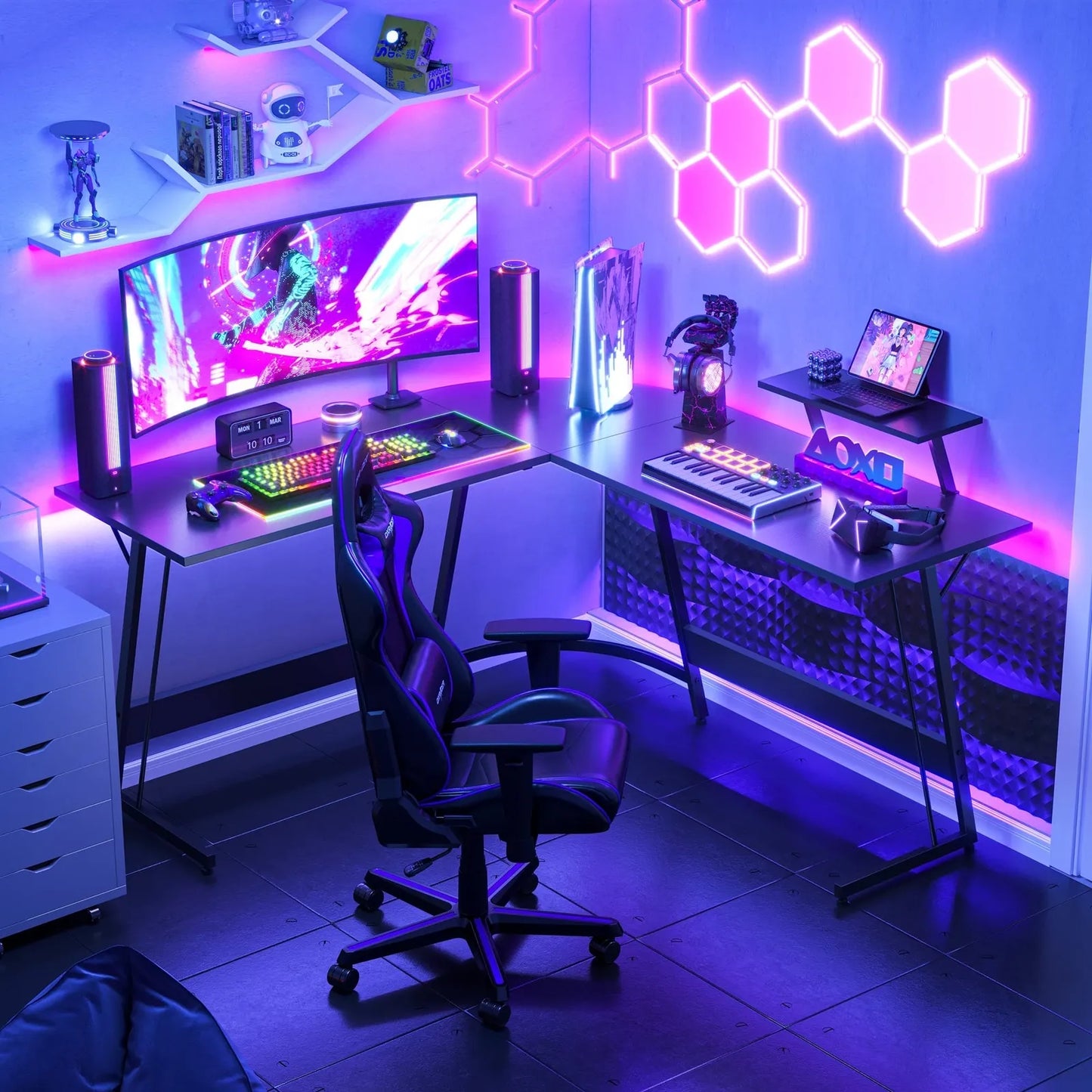 130x130x75cm L-Shaped Computer Gaming Desk