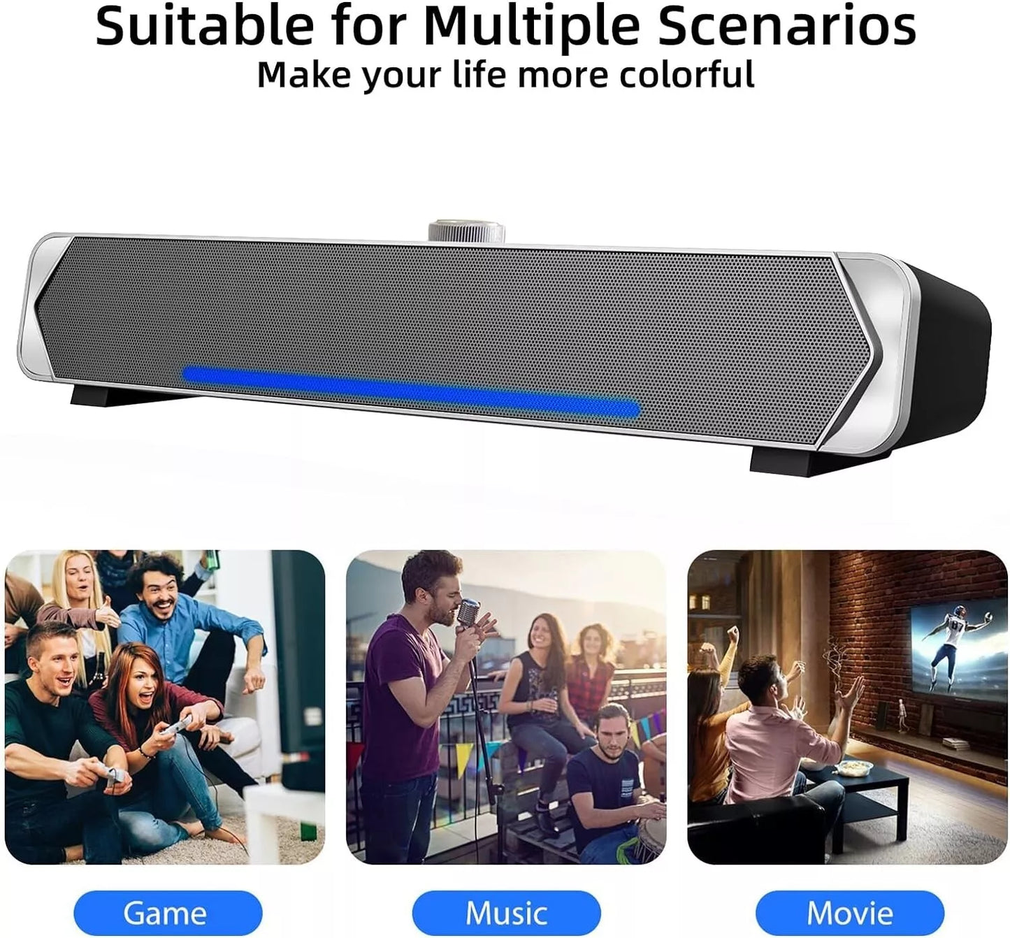 Black and Silver Bluetooth Soundbar Speakers