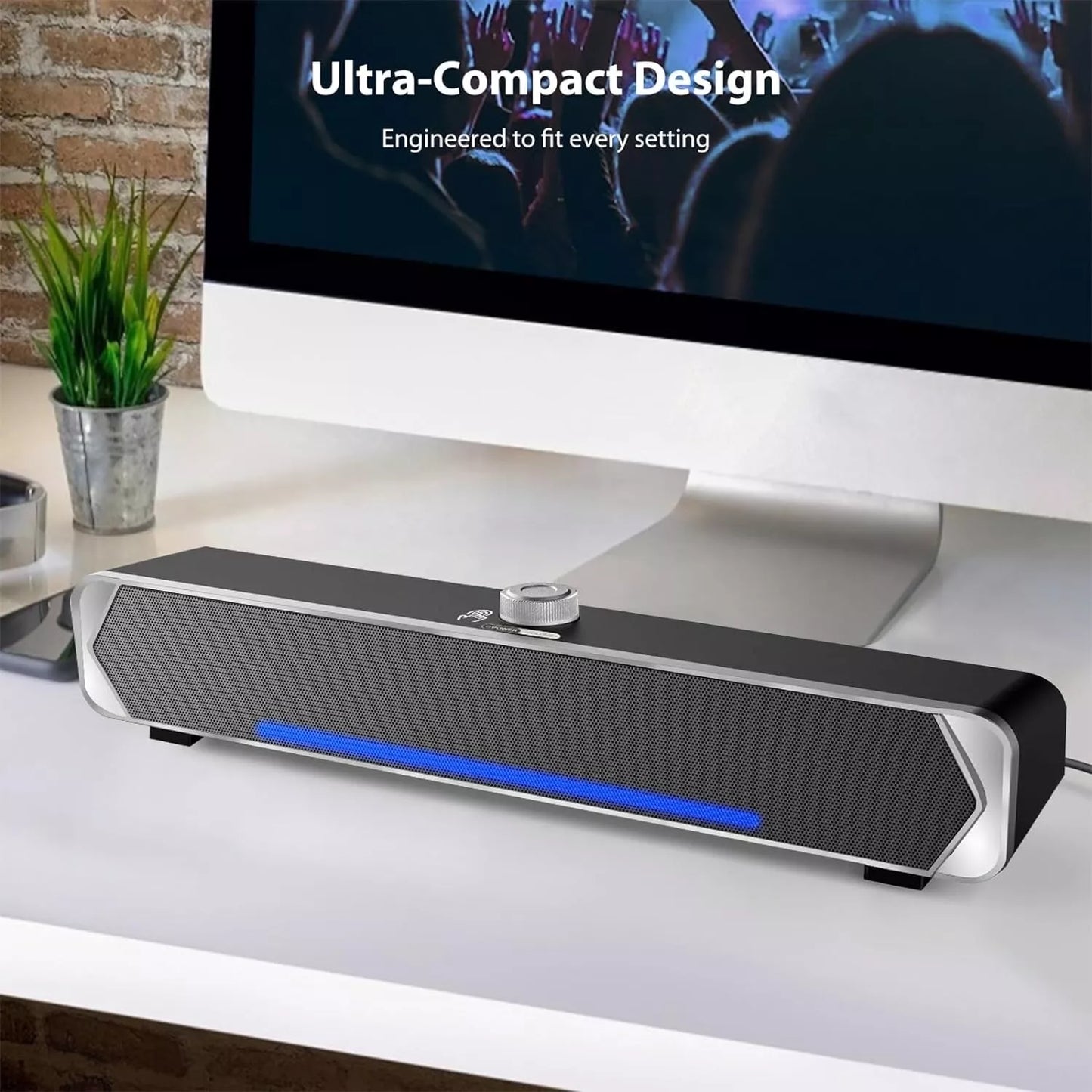 Black and Silver Bluetooth Soundbar Speakers