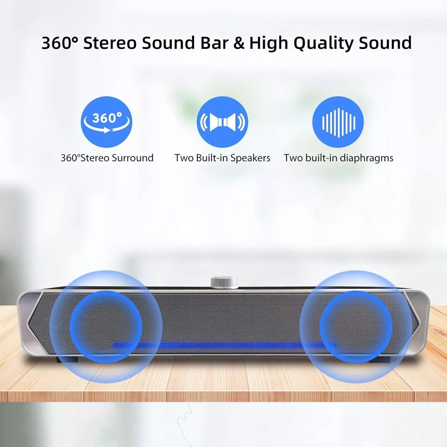 Black and Silver Bluetooth Soundbar Speakers