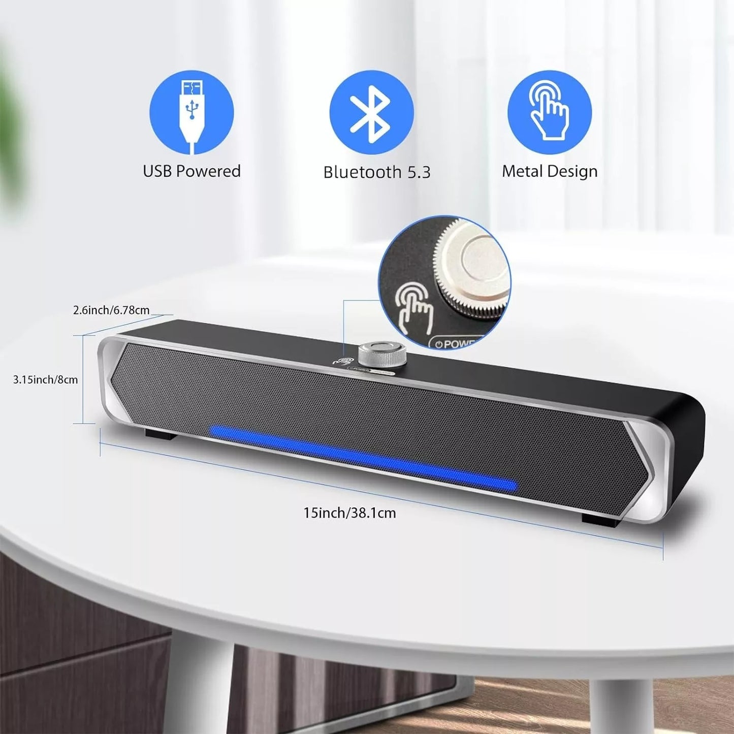 Black and Silver Bluetooth Soundbar Speakers